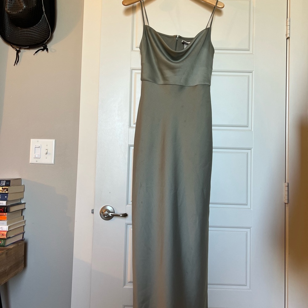 Cali Satin Midi Dress - Moss